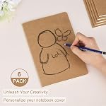 ZCZN A5 Square Grid Notebook 6 Pack, Kraft Jounurals Notebooks 60 Pages(30 Sheets), 8.15 * 5.5 Inches Notebooks Bulk, Diary, Subject, Memo Notebooks for Work, School, Office