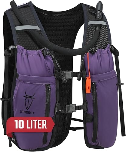 Miniatura 13 de Chaleco de hidratación mejorado para correr, 10 L, mochila para correr para mujeres y hombres, almacenamiento multifuncional, chaleco de agua Gris
