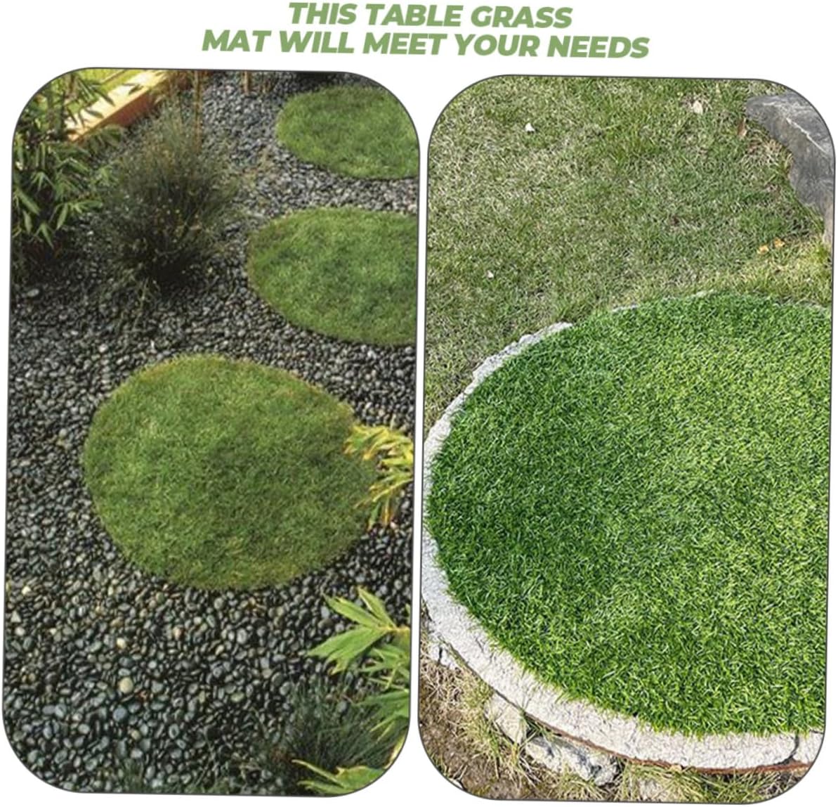 Decorative Turf Rug Artificial Grass Mat Round Table Mat for Dining Kitchen Table Decor Fake Grass Carpet