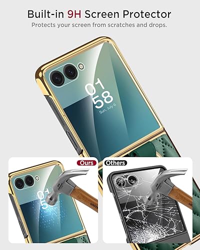 Vista 22 de Miimall Funda de piel compatible con Samsung Galaxy Z Flip 5 5G 2023 con soporte de anillo de metal, [a prueba de golpes y caídas] Funda protectora