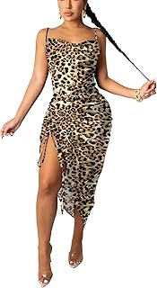 Club Dress Sexy Dress for Women Wedding Party Birthday Cocktail Spaghetti Strap Satin Side Ruched Midi Mini Dress - Buy now