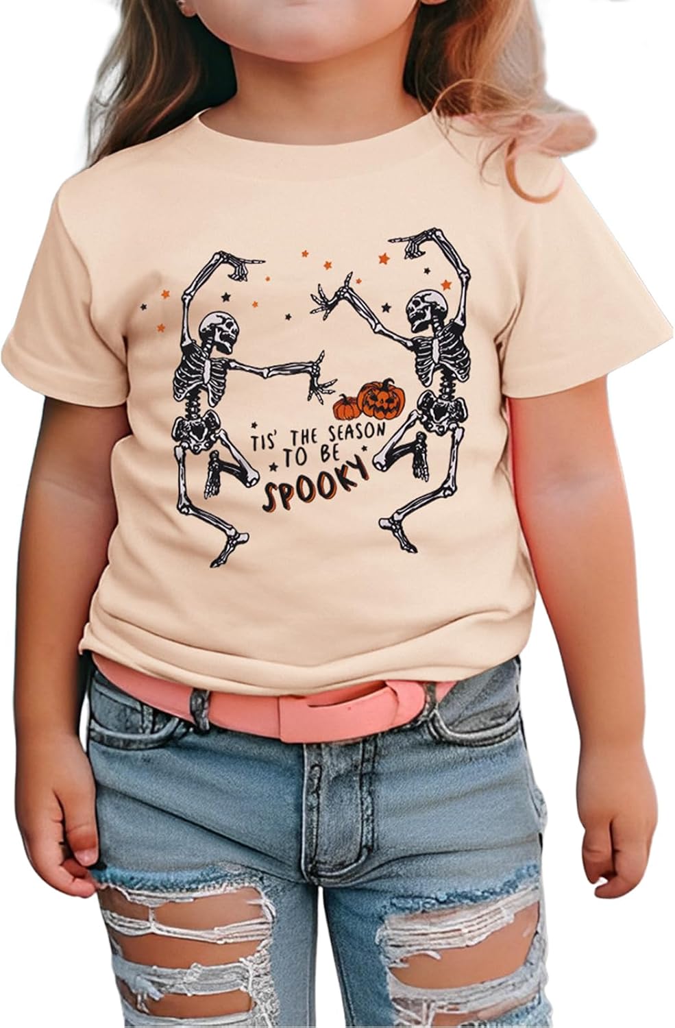 GLIGLITTR Dancing Skeleton Toddler Halloween Shirt Baby Boy Girl Spooky Season Tshirt Funny Skull Tee Tops Kids Fall Clothes