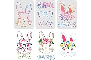 FINGERINSPIRE 3pcs Square Easter Bunny Drawing Painting Stencils Templates