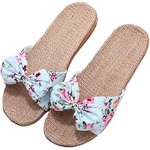 xsby Womens Cozy Indoor Cotton Flax Home Slippers Non-Slip Casual Sandals