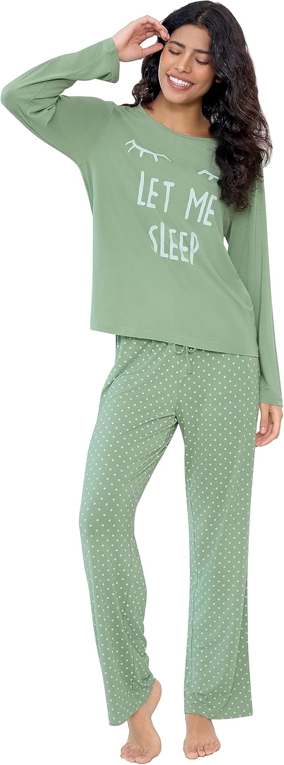 Joyaria Lightweight Bamboo Viscose Pajamas Women Cooling Sweat Wicking Long Sleeve PJs Set Sleepwear S-XXL - Image 6