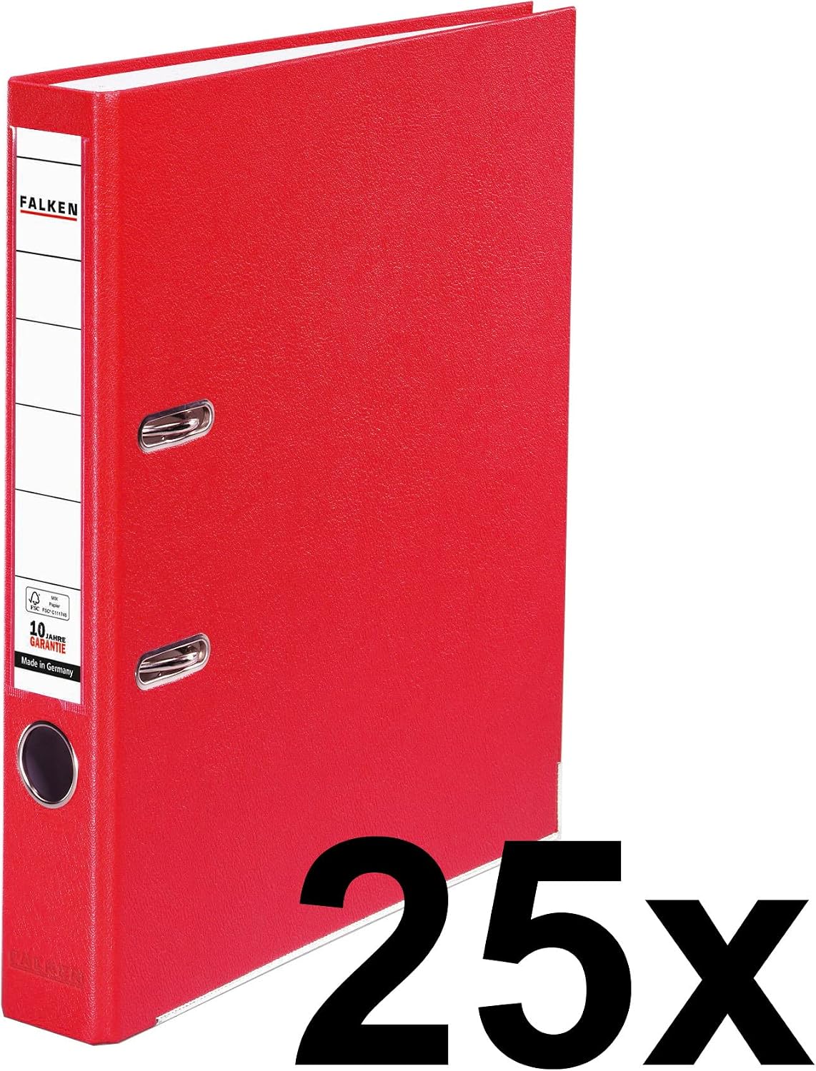 FALKEN Vegan PP Lever Arch Files, A4, 5cm Spine - Red, Pack 25