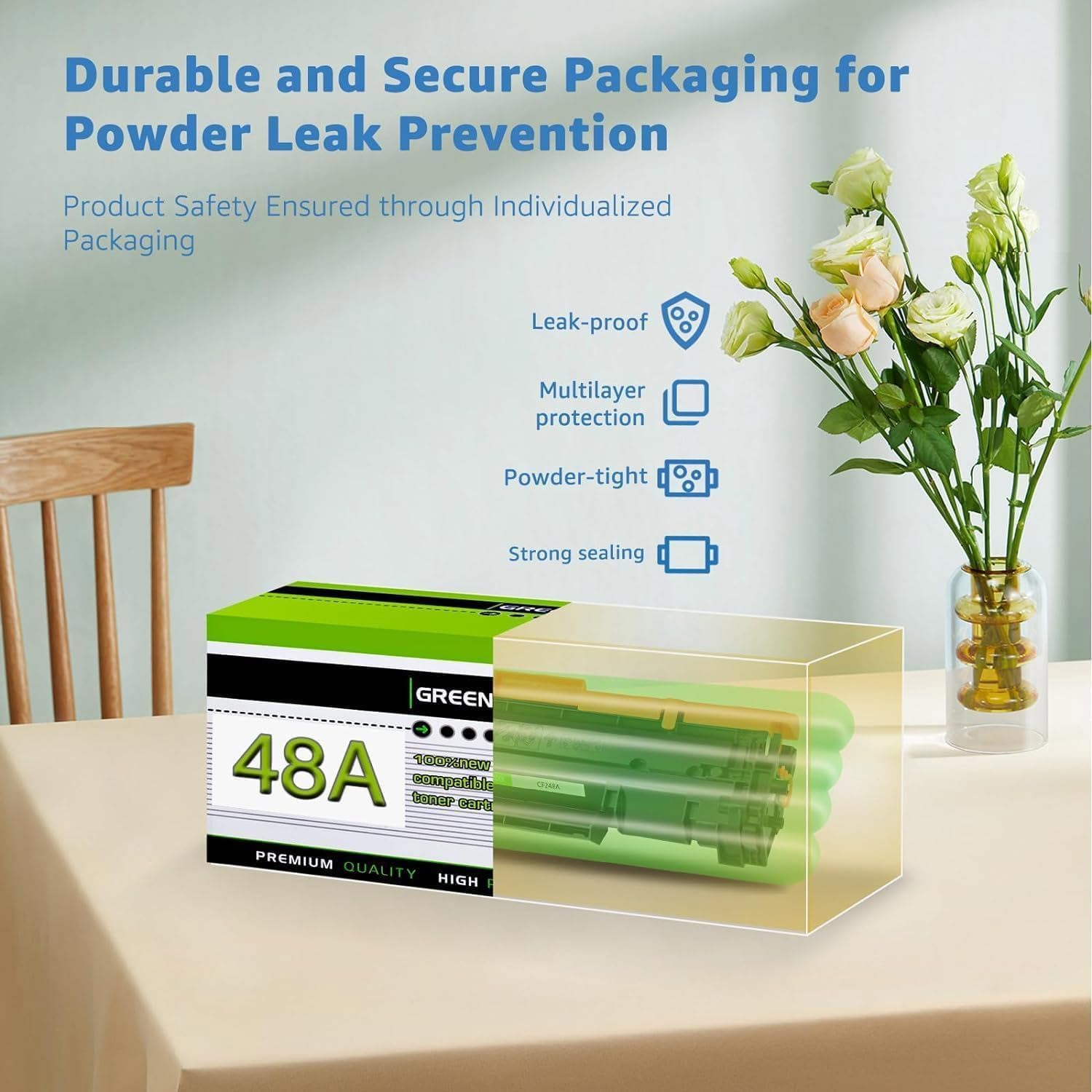 greencycle 48A CF248A Compatible M15w M28w Toner Cartridge Replacement for HP 48A CF248A Toner Cartridge for Pro M15a M16w M16a MFP M28a M29w M29a M30w M31w Printer (Black, 2 Pack)