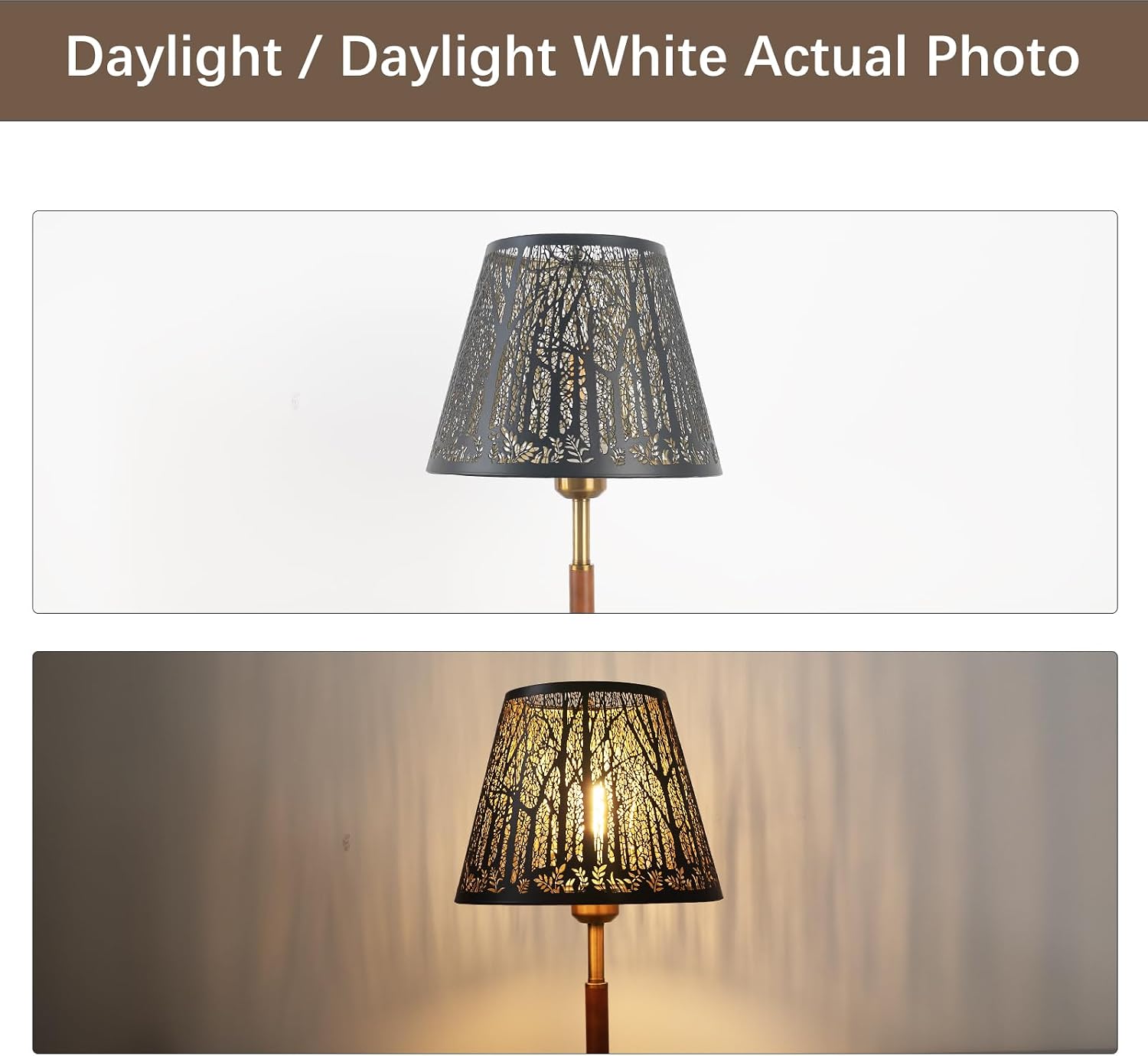 Metal Small Lampshade Bell Shape With Etched Openwork Dense Jungle Pattern image 2