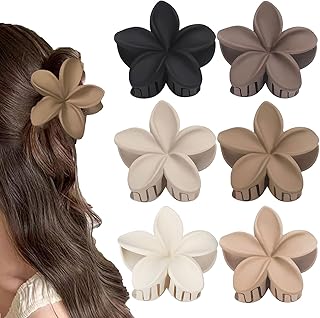 مشابك شعر على شكل زهرة غير لامعة من بايسين، مشابك شعر كبيرة 3.15 انش على شكل زهرة هاواي للنساء، شعر مجعد سميك ورفيع، مشبك شعر قوي غير قابل للانزلاق، اكسسوارات شعر للشاطئ والعطلات للنساء والفتيات