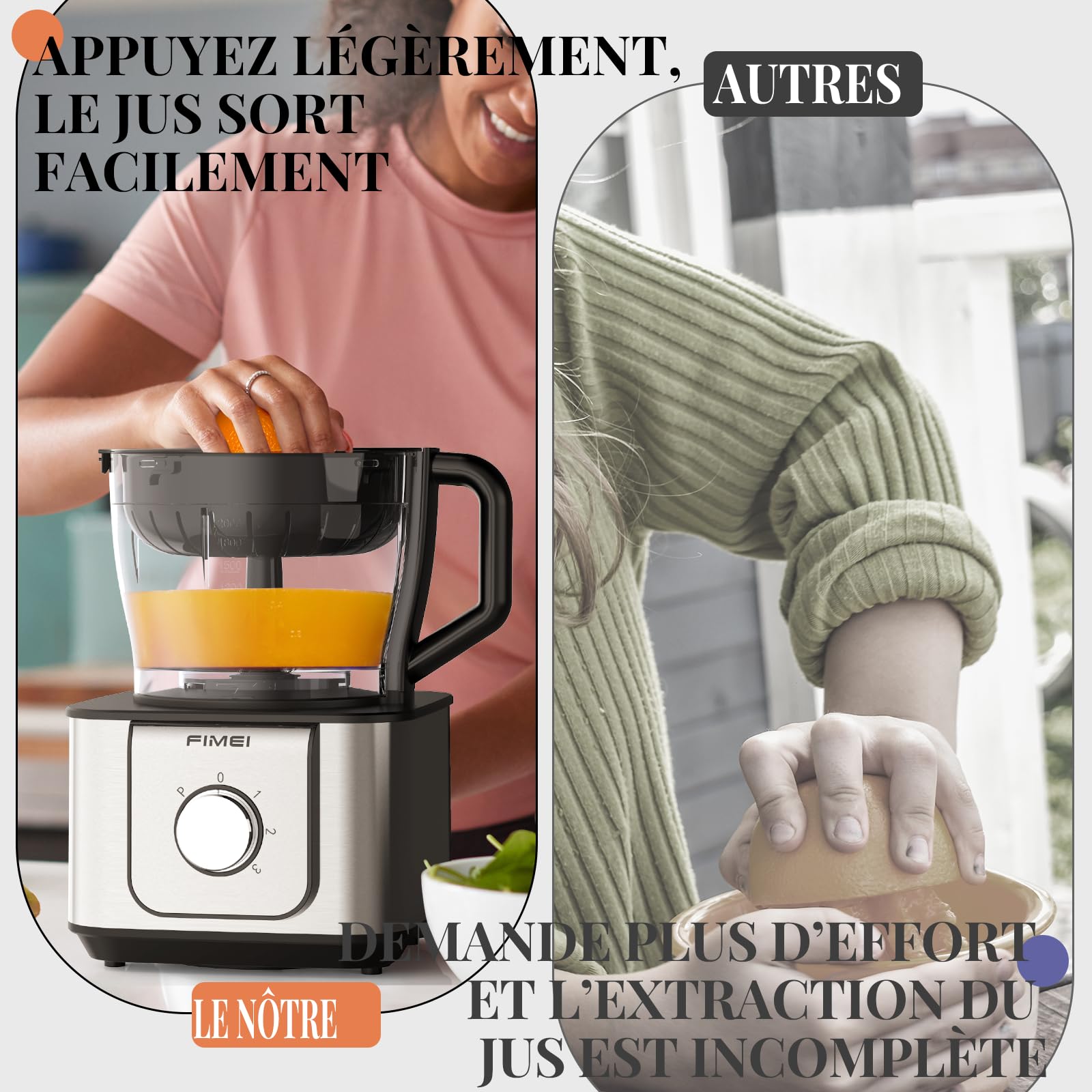 FIMEI Robot Cuisine Multifonctions 1100W, robot de cuisine 11 en 1, 3 vitesses et fonction Pulse, hachoir 3,2 L, blender 1,5 L, moulin, presse-agrumes, pétrin, râpe, disque réversible pour trancher
