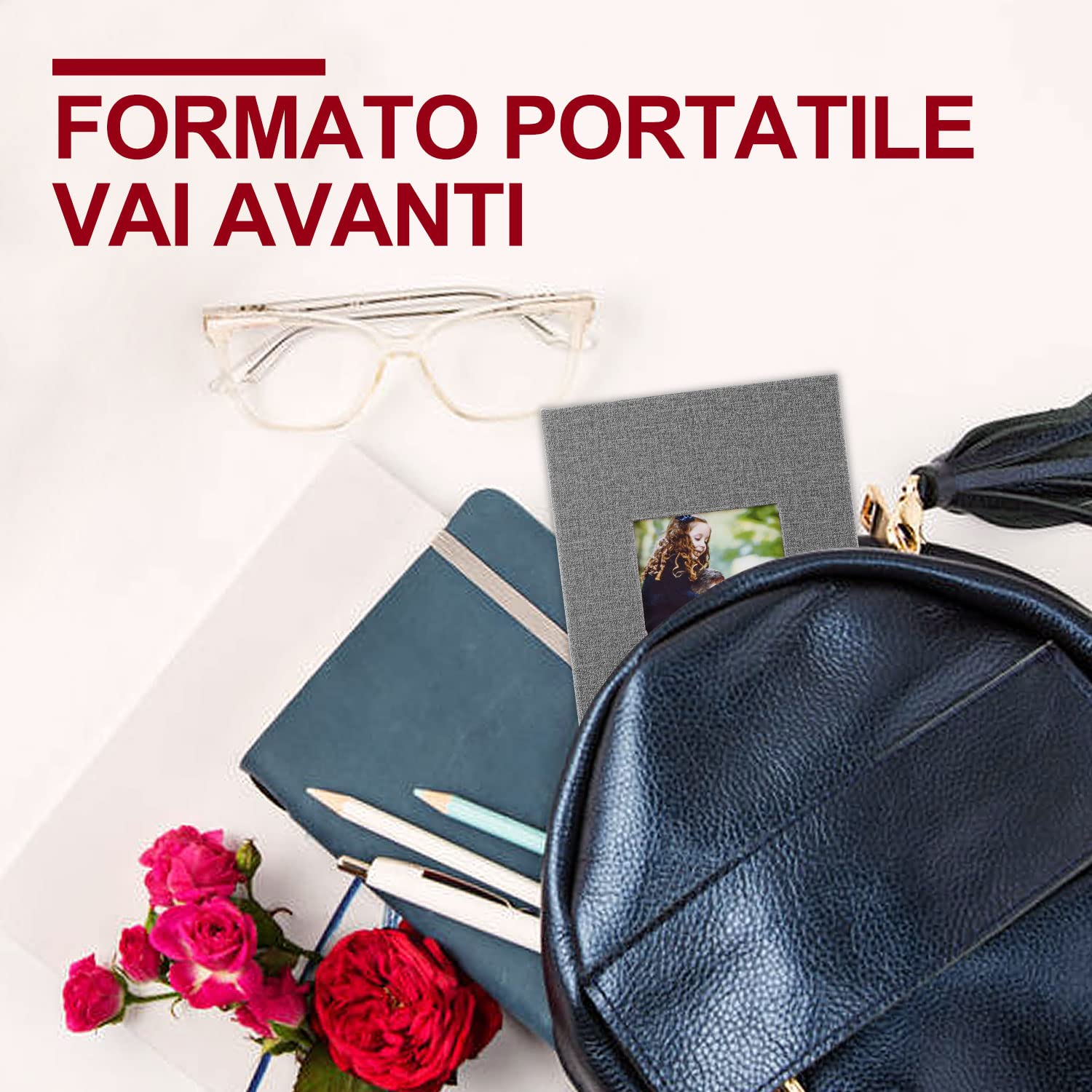 Lanpn Album Fotografico 10x15 50 con Tasche 2 Confezioni, Piccolo Mini Biancheria Album Foto Portafoto Verticale 10x15cm Tascabile Tasca Grigio