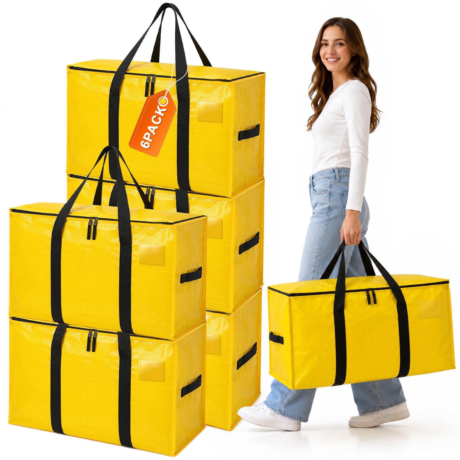 Molxss Moving Bags 6 PACK 100L Heavy Duty Moving Boxes Storage Bags