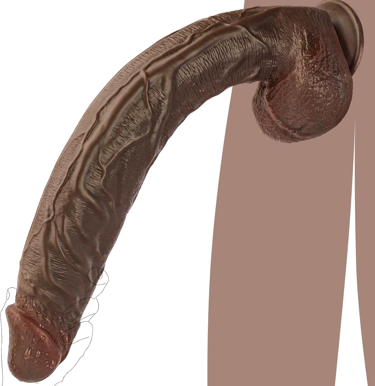 17.7 Inch XXL Black Realistic Monster Dildo, Extra Long Huge Anal Dildo with Suction Cup for Hands-Free Deep Play, Adult Sex Toy for Advanced Men & Women