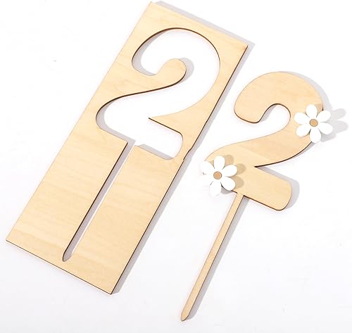 Miniatura 6 de Decoración de madera para pastel de dos cumpleaños, decoración de fiesta de margaritas de dos años de edadsegundo cumpleaños, decoración de flores
