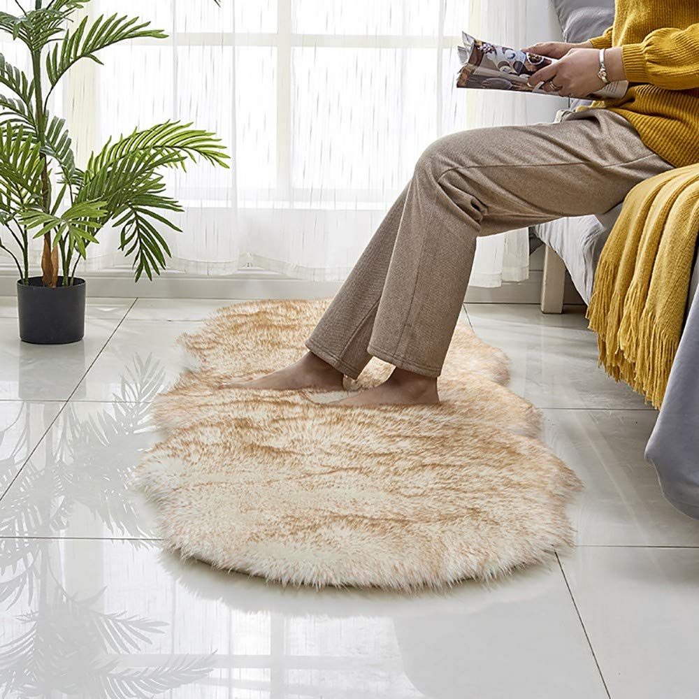 Faux Peau de Mouton en Laine Tapis, synthétique Fourrure d'agneau et Peau de Mouton, Man-Made Luxe Laine Tapis de Canapé Coussin - de Couleur et Taille différentes (60x180CM)