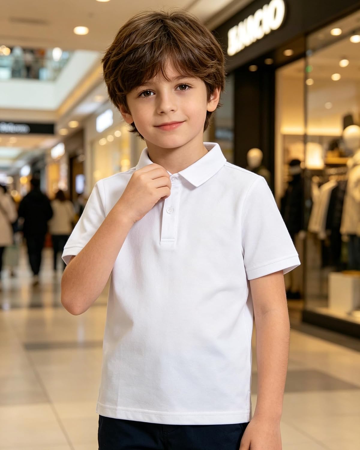 KUAIPAO Boys' Performance Short Sleeve Polo Shirt,Kids Dry Fit Golf Shirt School Uniform 5-14 Y