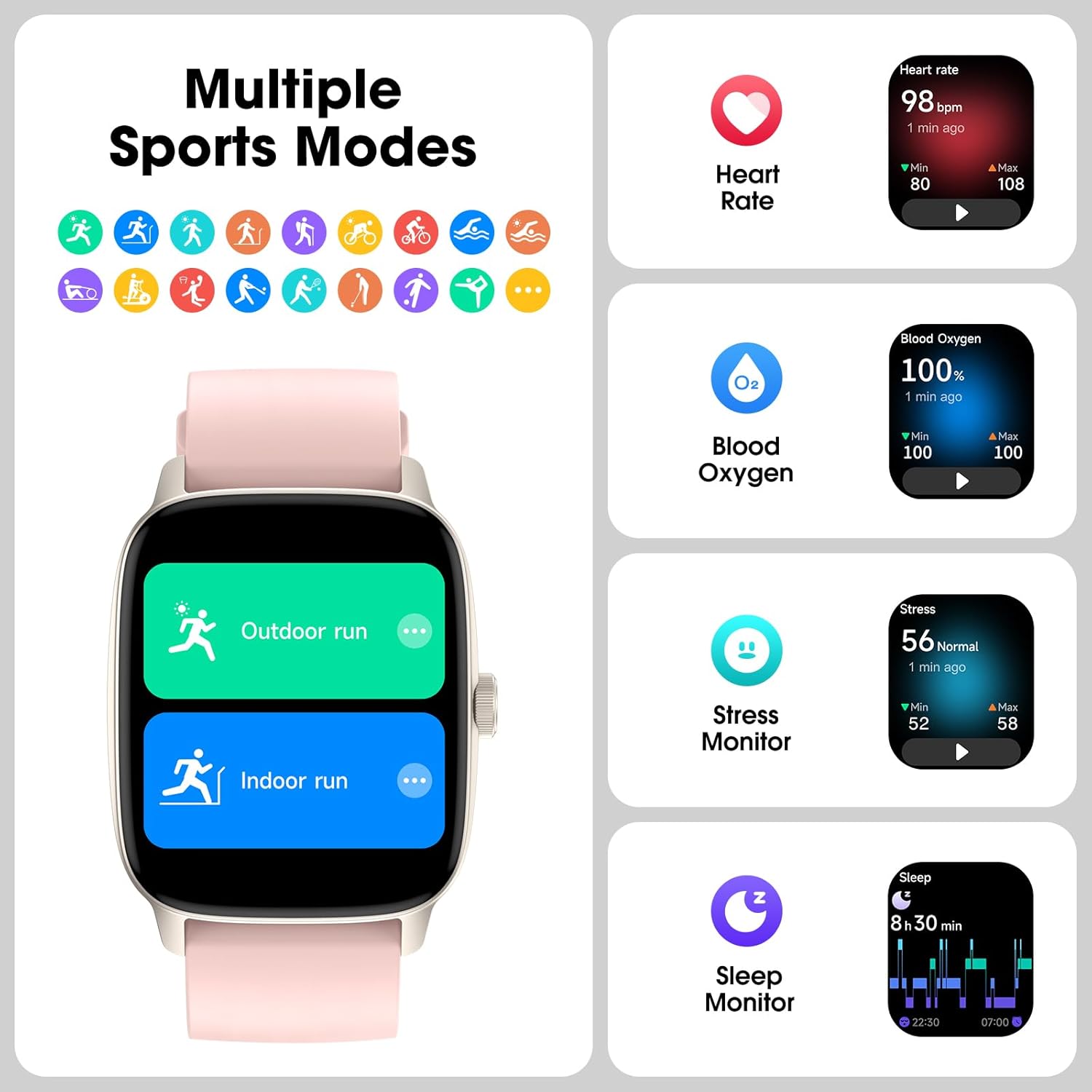 DAVIKO Pedometer Watch Senior Friendly No App/Phone Required, Waterproof Fitness Tracker Watch with Step Counter Calories/Sleep Tracker for Walking Running for Men Women