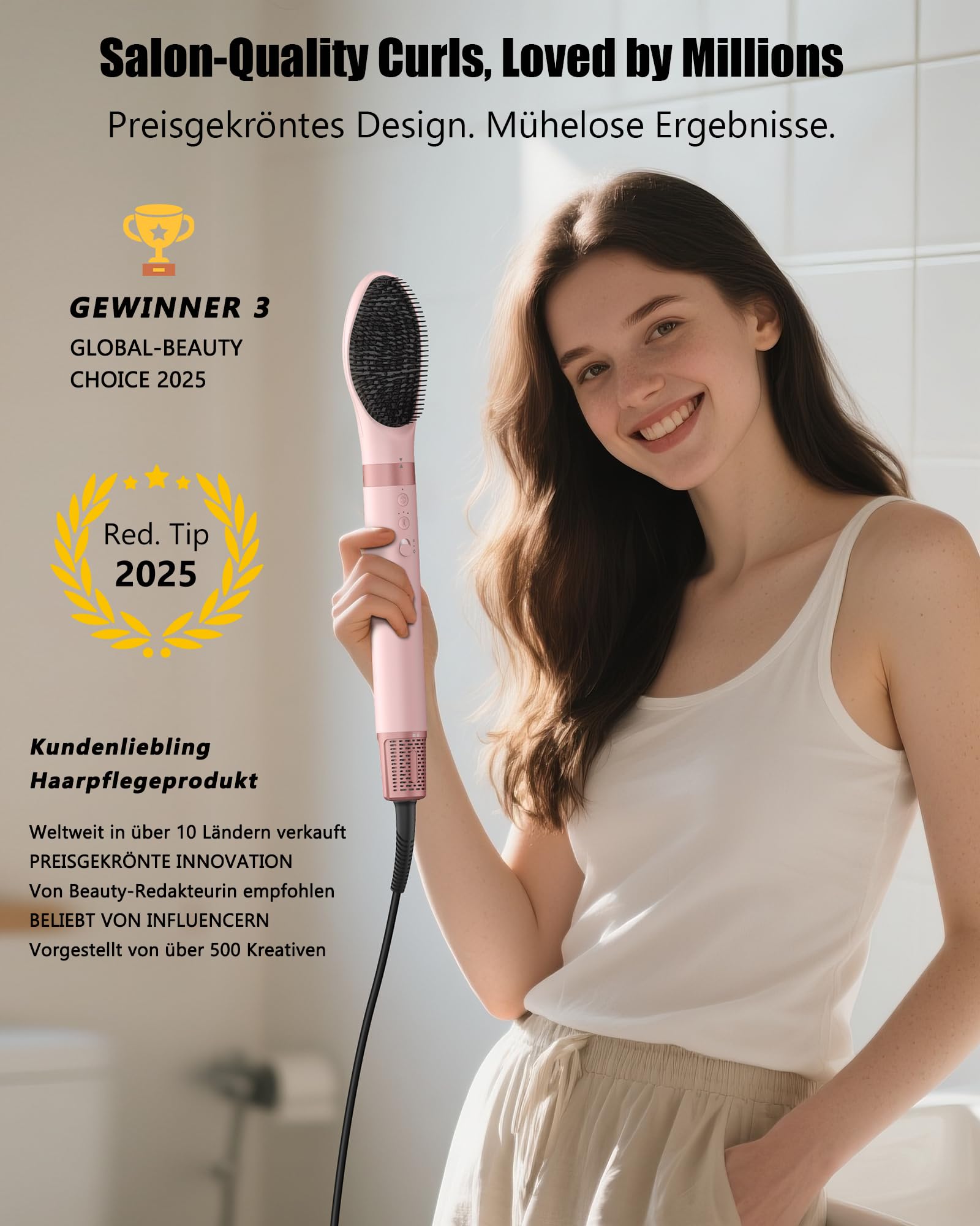 MESCOMB Sèche Cheveux Air Styler 5 en 1 Multifonctionnel 110000 RPM Brosse Soufflante avec Auto Boucleur a Air, Thermal Brush pour Sécher Boucler Lisser Trousse de Rangement