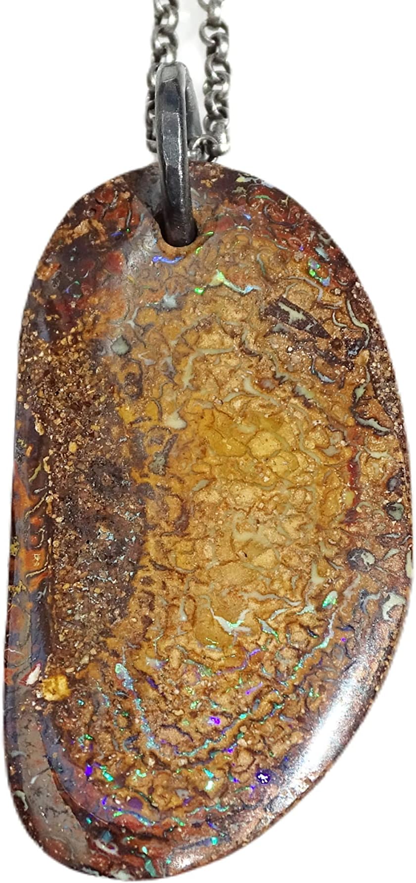 large Koroit Boulder opal pendant with sterling silver bail, unique gift for men and women