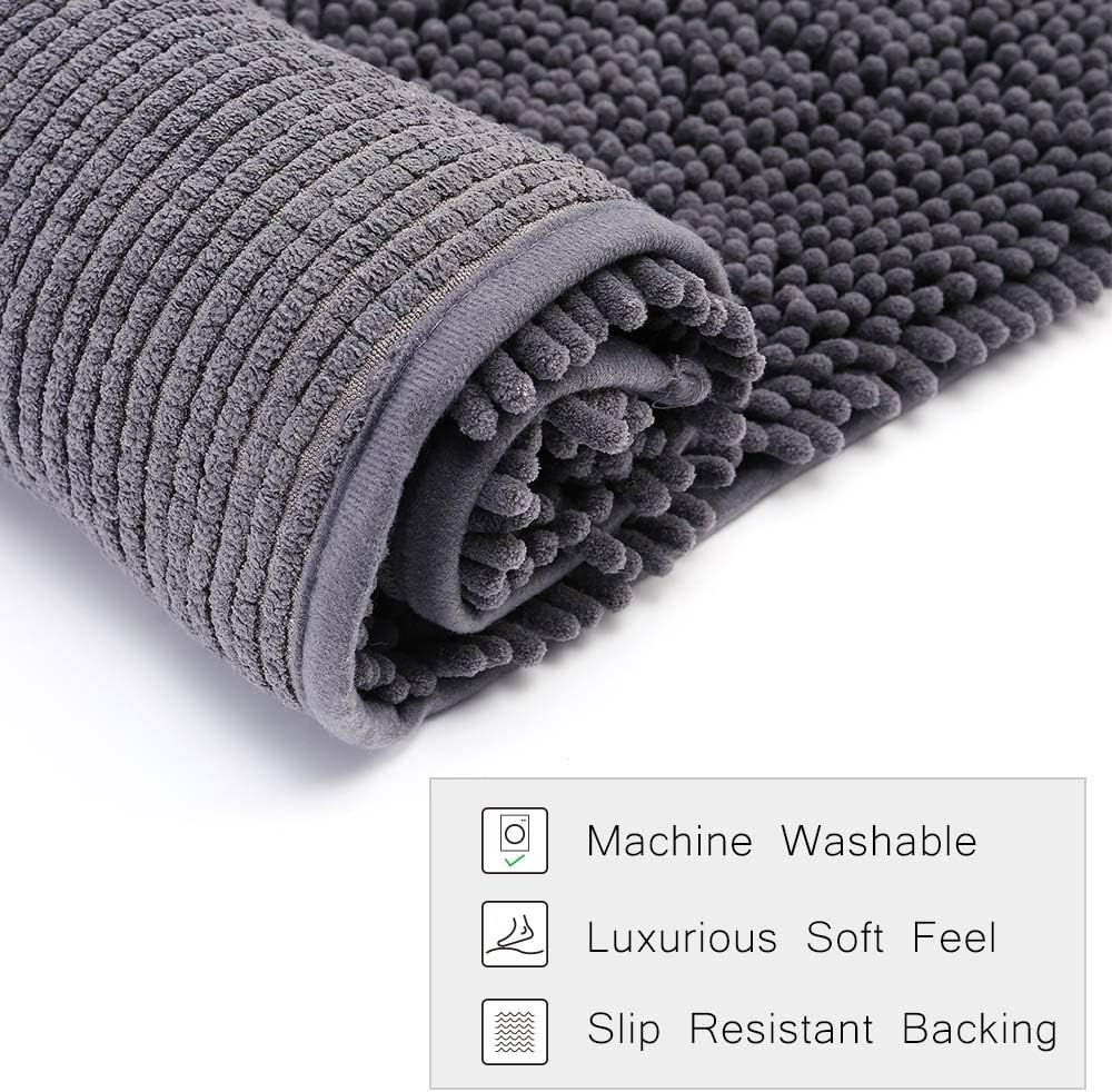 review NJSBYL Pet Rugs Mats for Dog Cat Bathroom Door Rugs Shaggy Chenille Pet Area Rugs Petbed Ultra Soft Water Absorbent Machine Washable Dry (20 X 31 Inches, Grey)