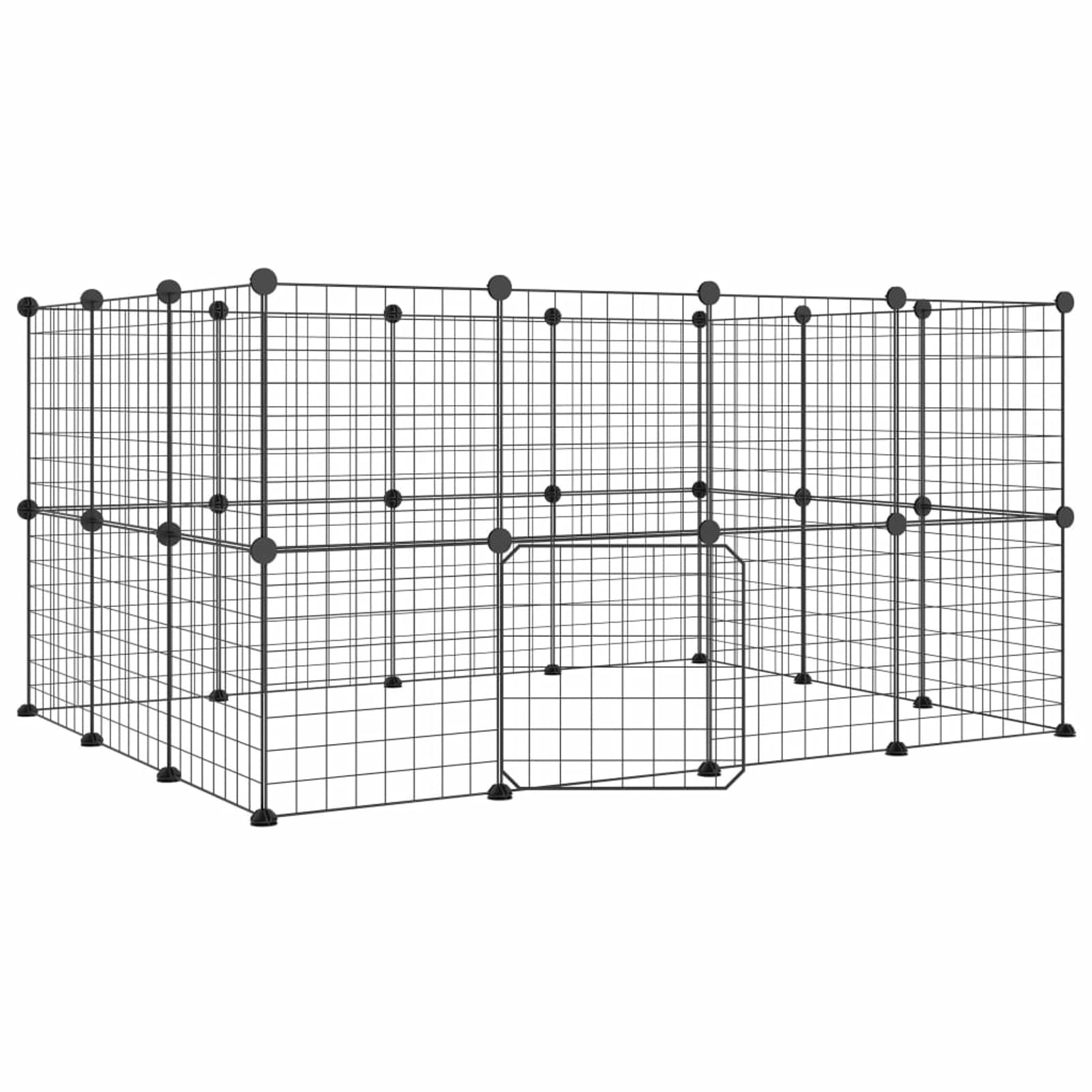 Jaula para Mascotas de 28 Paneles Puerta, ZEYUAN Jaulas para Conejos, Jaula Cobaya, Valla para Mascotas, Recinto para Conejos, Cosas para Conejos, Parque para Conejos, Acero Negro 35x35 cm
