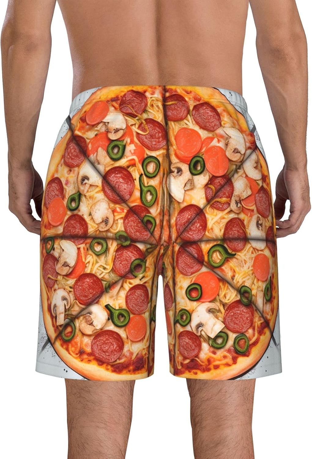 Men's Swim Trunks Quick Dry Beach Shorts Summer Bathing Suit I Love Pizza Swimwear Beachwear with Pockets