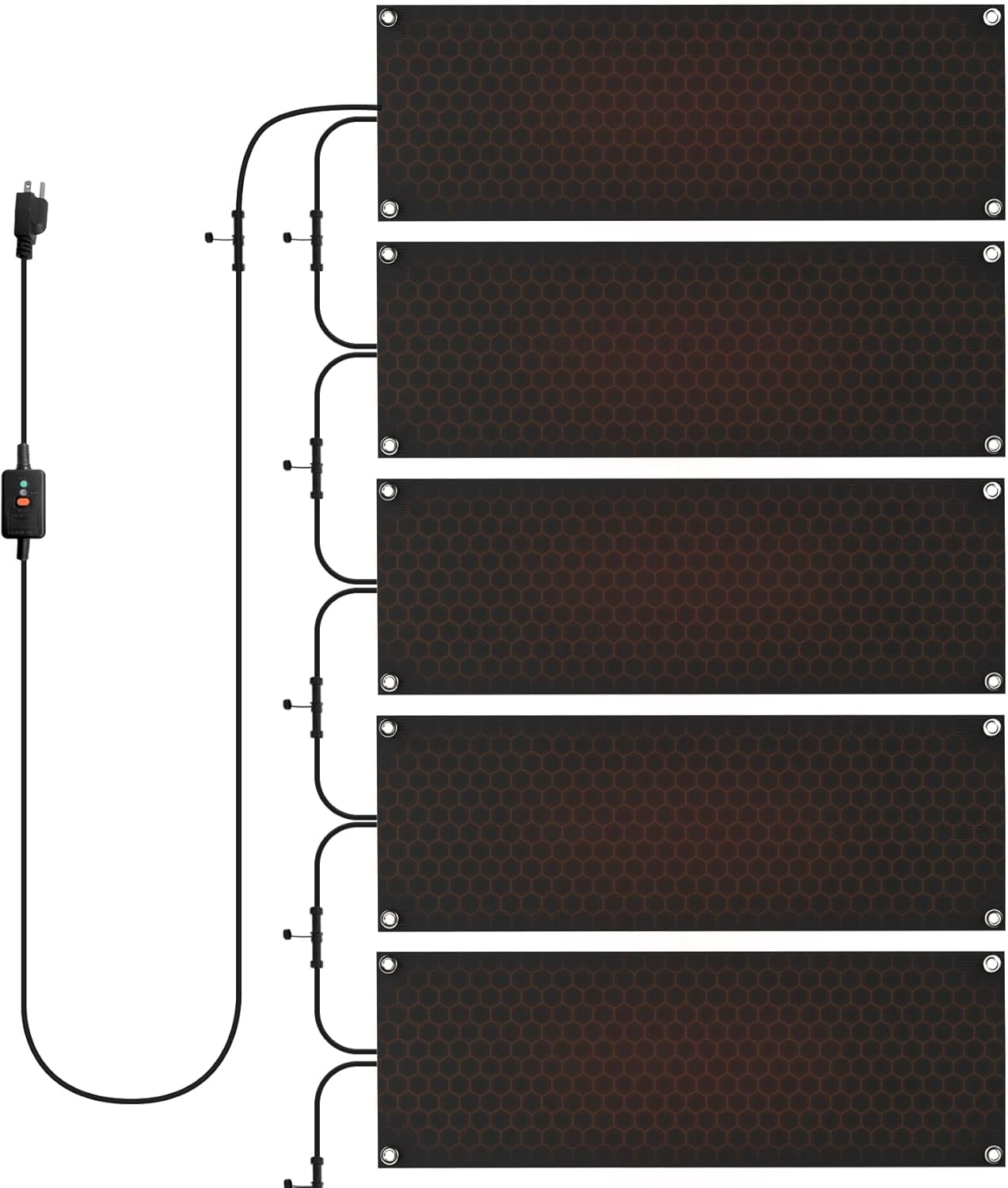 mestyl Heated Snow Melting Mats Outdoor, 10 x 30 Inch Heated Outdoor Mats, Snow and Ice Melting Mats No-Slip Winter Outdoor Heated Mats for Stair, Walkway, Steps, Sidewalks, Decks, Driveway, 5Pcs