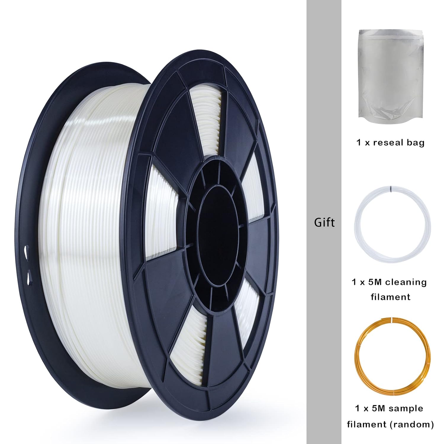 ZIRO Silk PLA Filament 1.75mm,3D Printer Filament PLA Silky Series 1.75mm 1KG(2.2lbs),White