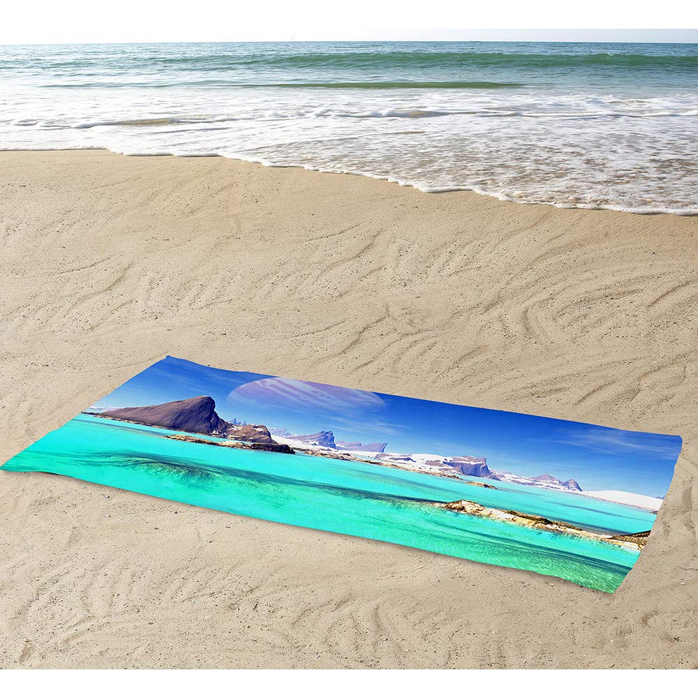 FANSU Telo Spiaggia Grande In Microfibra 80x180cm – Antisabbia, Asciugatura Rapida, Stampa Mare Arcobaleno