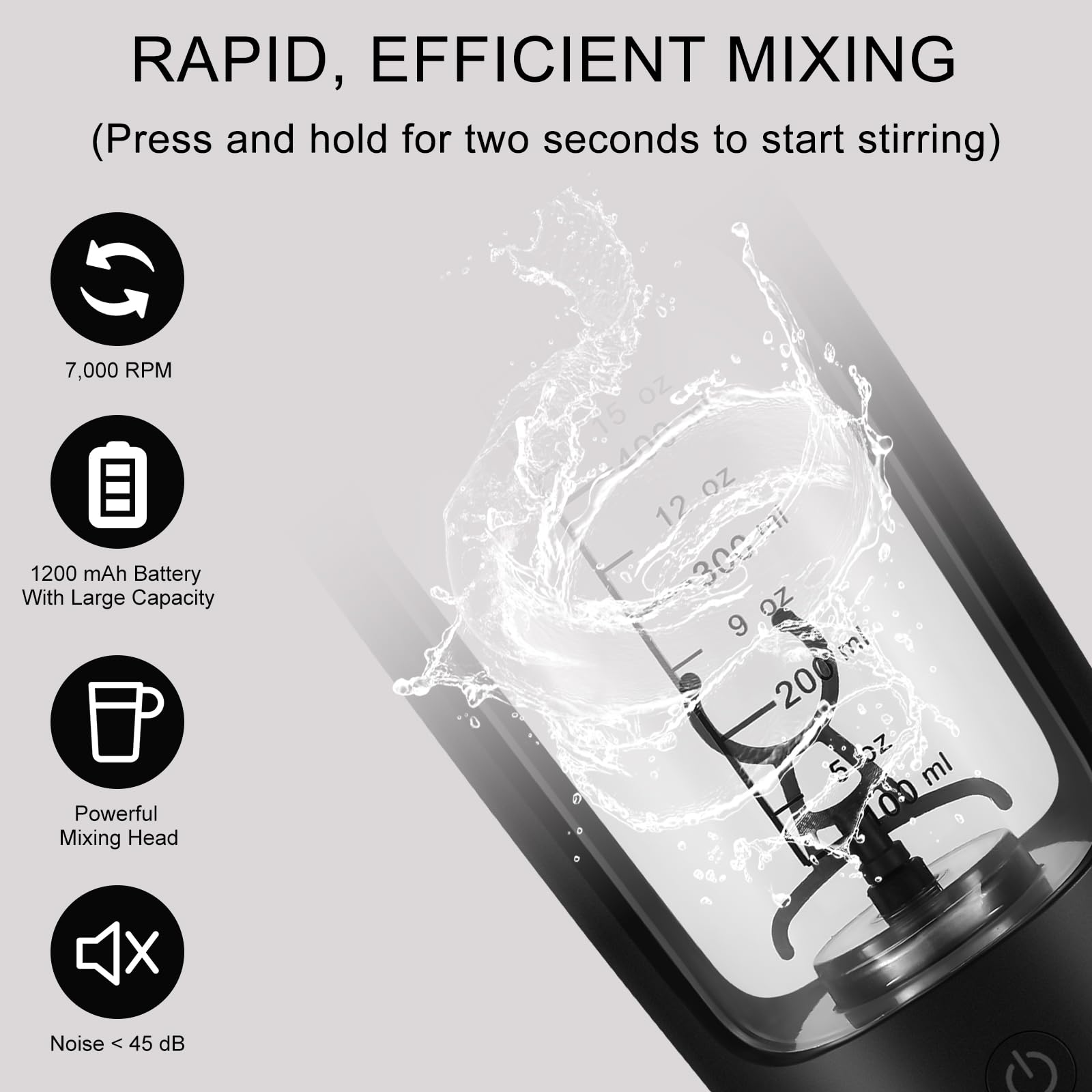 Mezclador de Proteinas Eléctrica, Botella Mezcladora Recargable por USB, 650ML Vaso Shaker Portable, Mezcladora automática de proteínas con Caja de Polvos, coctelera para cremoso, Proteínas (Negro)