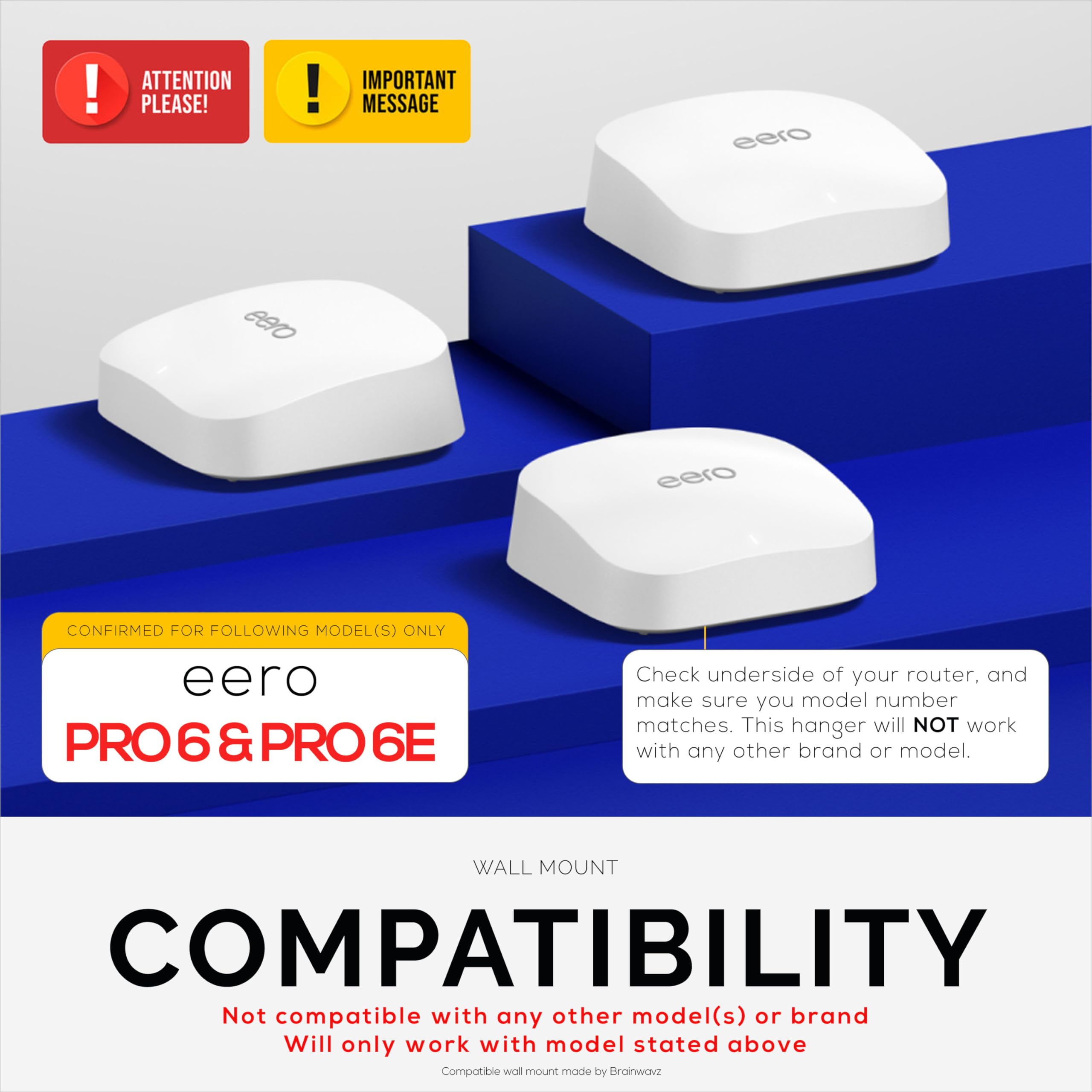 Drill Free Wall Mount for EERO Pro 6 & EERO Pro 6E Mesh WiFi Router (Not Compatible with Other EERO Models), Strong VHB Adhesive, Easy Install Holder Bracket, No Mess, Increase Range & Reduce Clutter