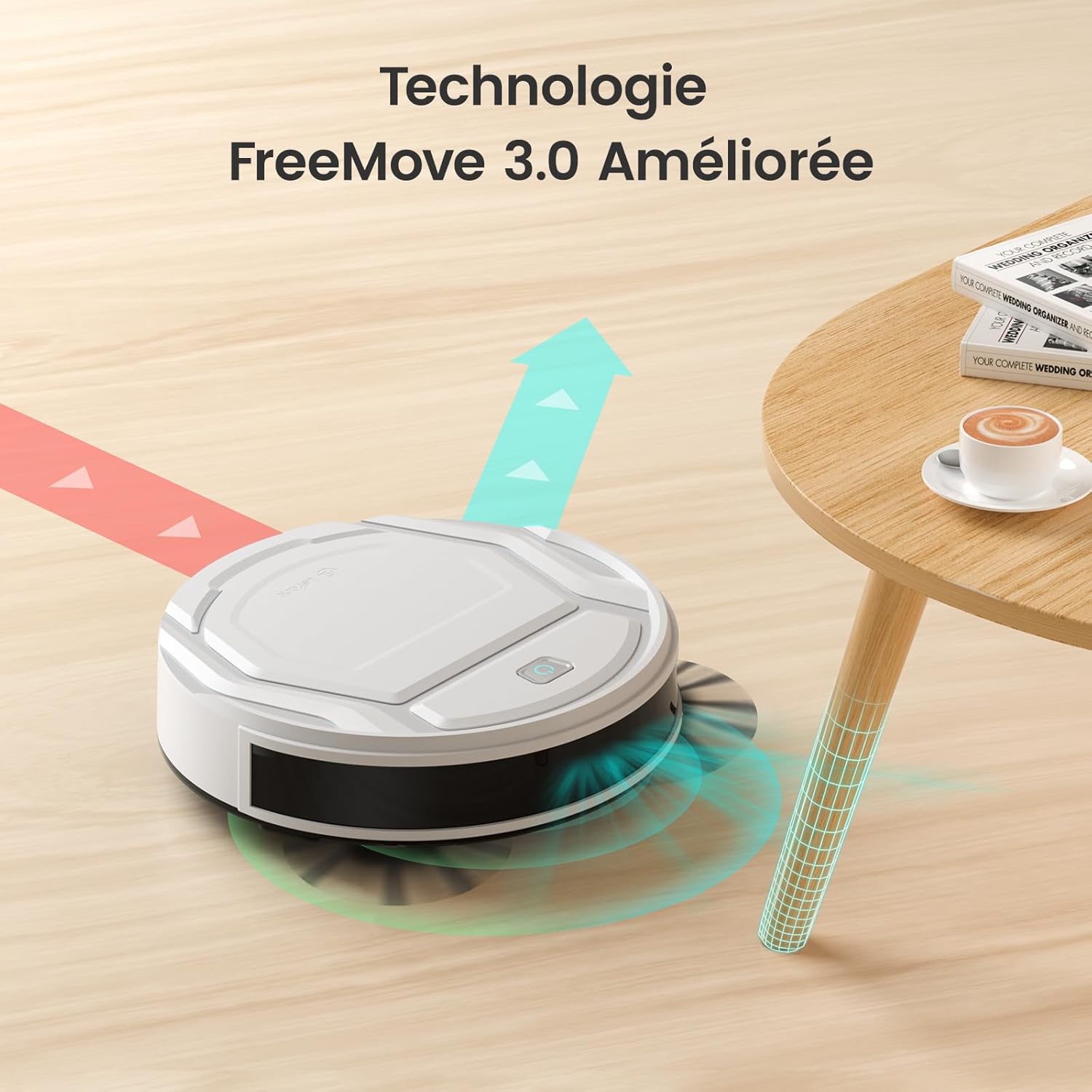 Lefant M210 Robot Vacuum Cleaner showing FreeMove 3.0 technology