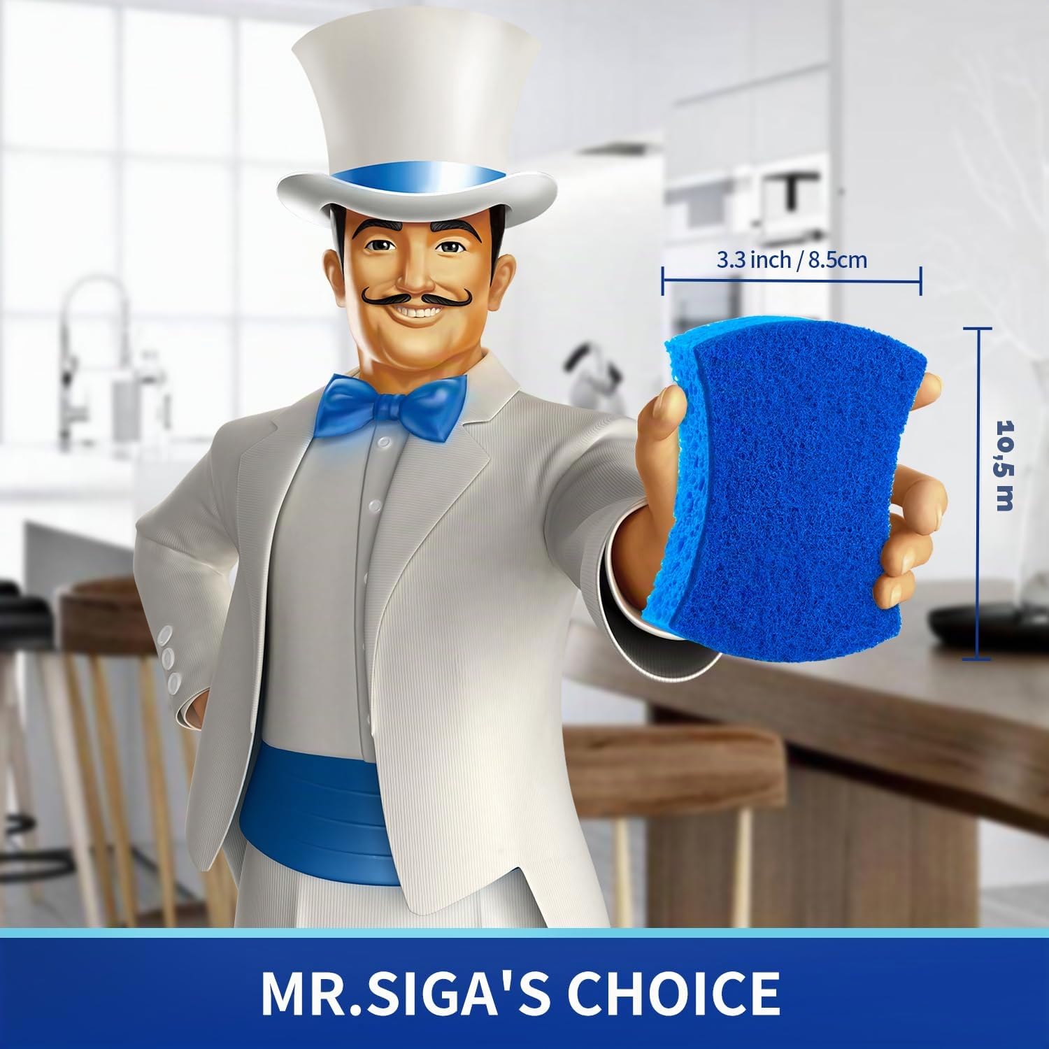 MR.SIGA Éponge à Récurer Cellulose Anti-Rayures Double Face Cuisine Lot de 12