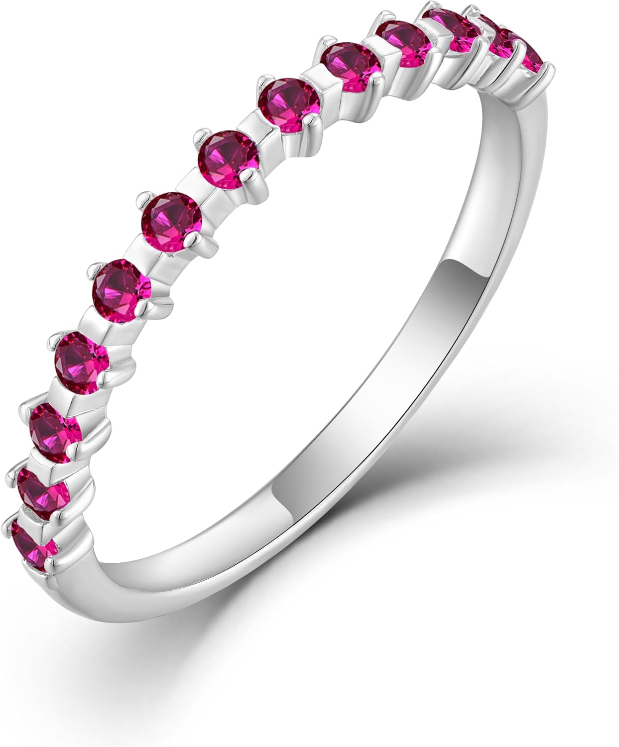 JO WISDOM Stackable Ring Eternity Bands for Women 925 Sterling Silver Cubic Zirconia Half Eternity Stacking Rings