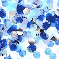 Vista 1 de TecUnite Round Tissue Paper Table Confetti Dots for Wedding Birthday Party Decoration, 1.76 oz(2.5 cm,White Blue Confetti)