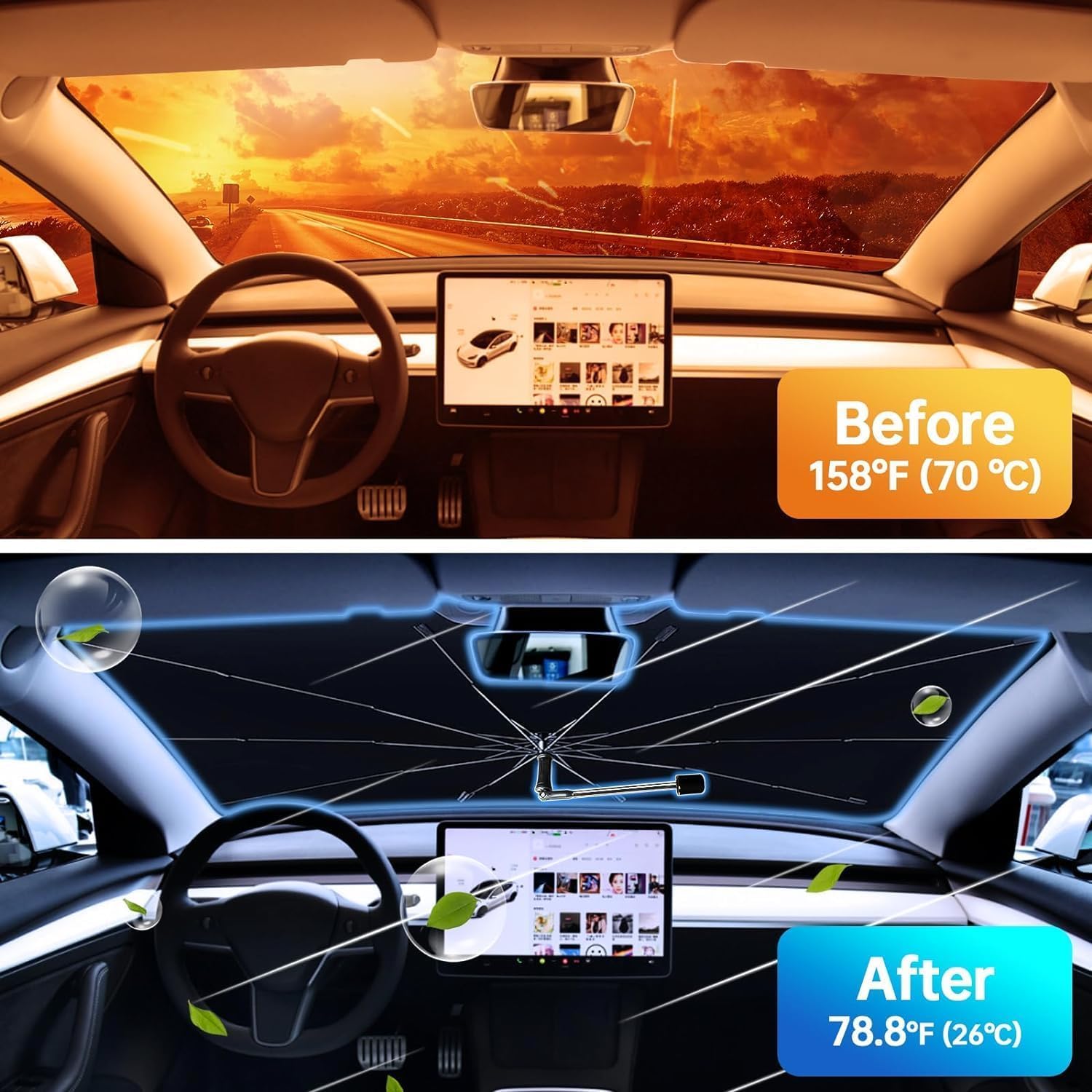 Auto Sonnenschutz Für Frontscheibe - Faltbarer UV-Schutz Für Alle Autos 140x70cm