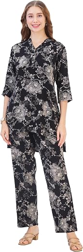 AV2 Women Cotton Printed Tunic & Bottom Coord Set 2445
