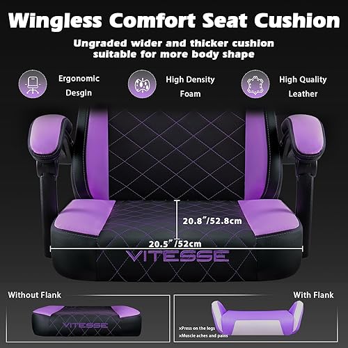 Miniatura 5 de PUKAMI Silla de juegos con reposapiés, silla ergonómica para jugadores para adultos, silla reclinable de juego de computadora estilo carreras con