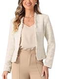 Plaid Tweed Blazer for Women's Long Sleeve Open Front Work Office Jacket