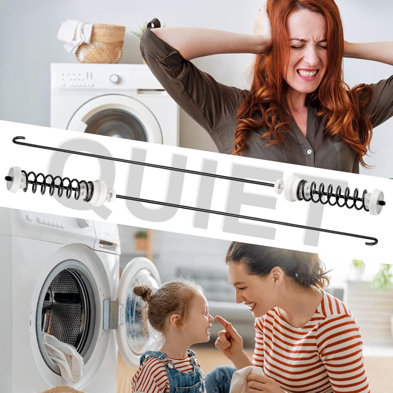 W10780048 Washer Suspension Rod Kit Updated by AMI PARTS - Compatible with Ken-more Whirl-pool Roper Washing Machine WTW4800XQ4 WTW4800XQ1 ATW4675YQ1, Includes 4 Suspension Rods and Ball Cups