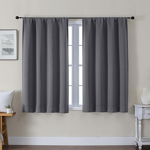 Miniatura 53 de Gwine - Cortinas opacas negras para dormitorio de 84 pulgadas de largo, juego de 2 paneles, cortinas sólidas reductoras de ruido con aislamiento
