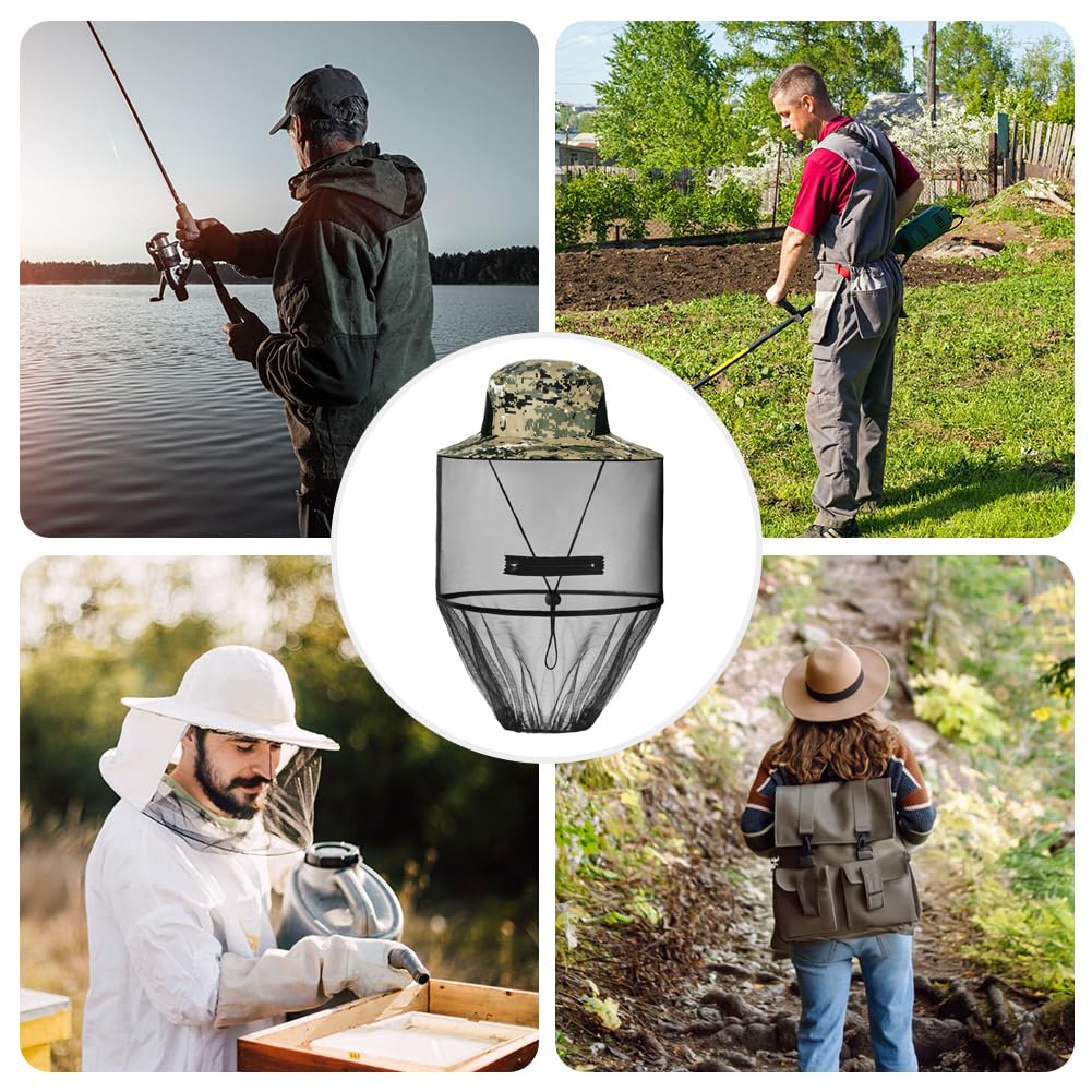 Moustique Chapeau de Soleil, Chapeau de pêcheur de Protection Solaire, Chapeau Anti Moustique, Chapeau d'apiculteur, TêTe Moustique Net pour Randonnée en Plein Air Camping Jardinage Pêche