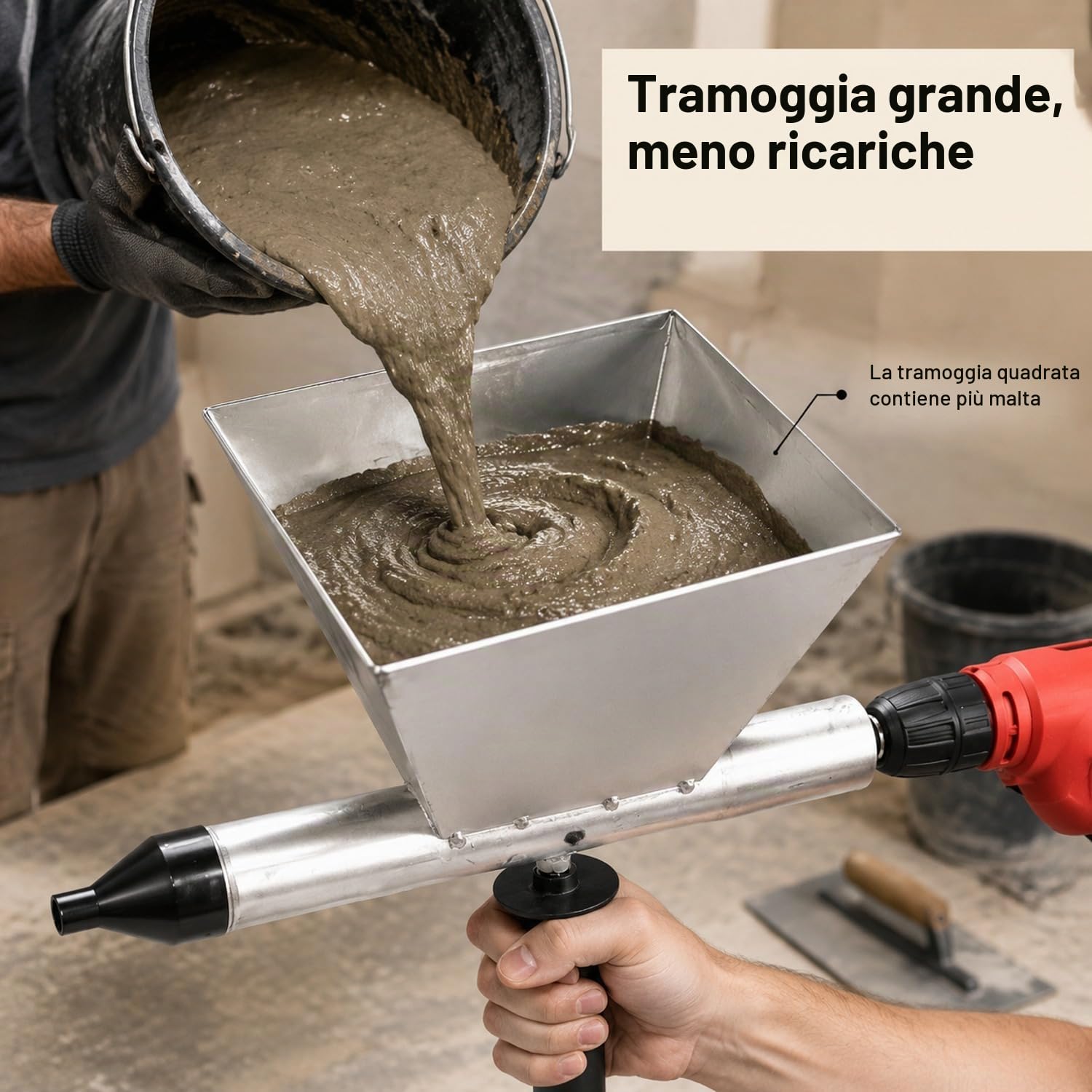 Elettrico Pistola a percussione Portatile Applicatore di spruzzatore di malta Pistola da caccia del cemento con 8 ugelli (Senza trapano elettrico)