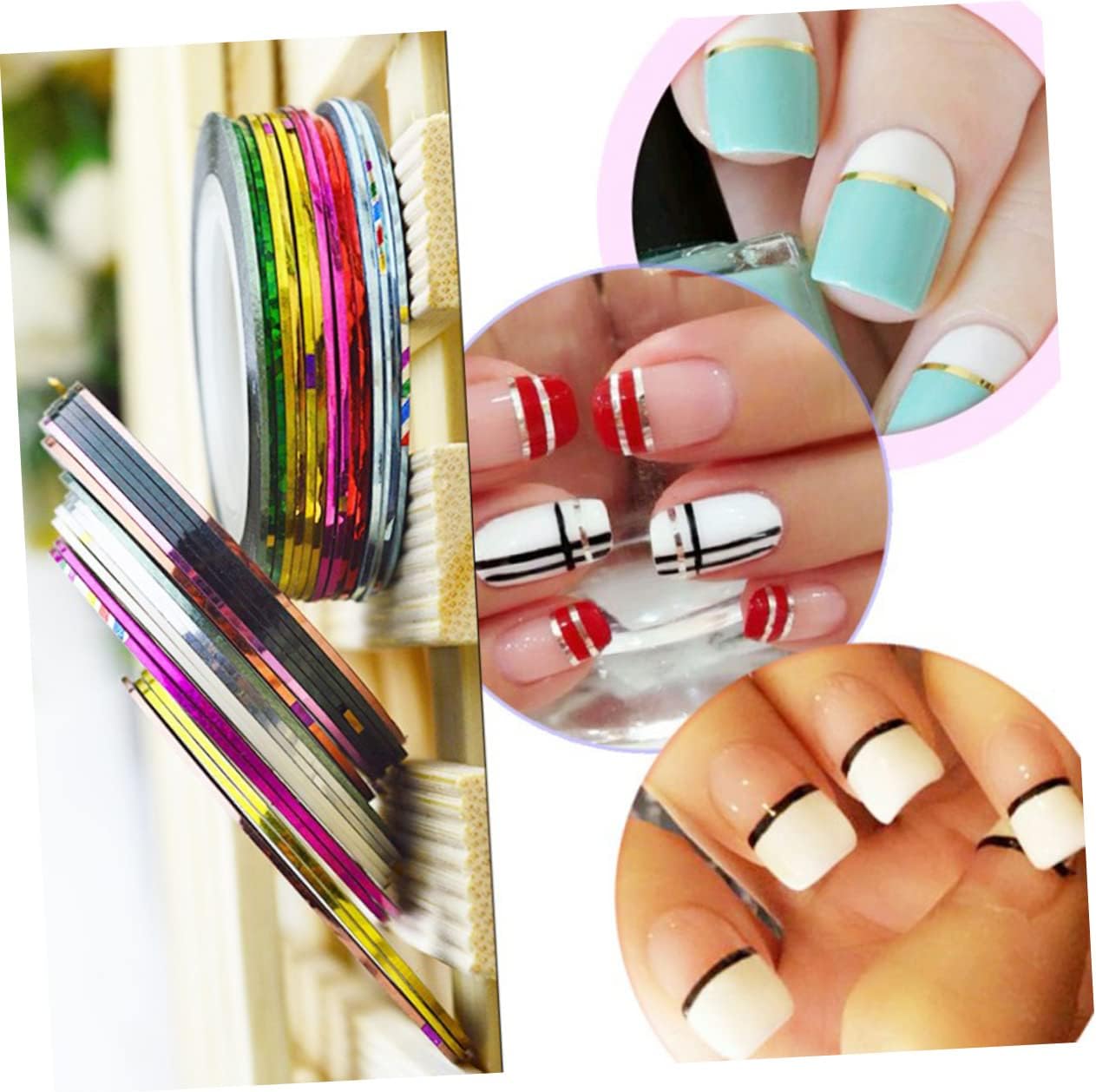 Shiny Nail Line Tape 52 Rolls Manicure Decor Tape Nail Art Line Sticker Self-Adhesive