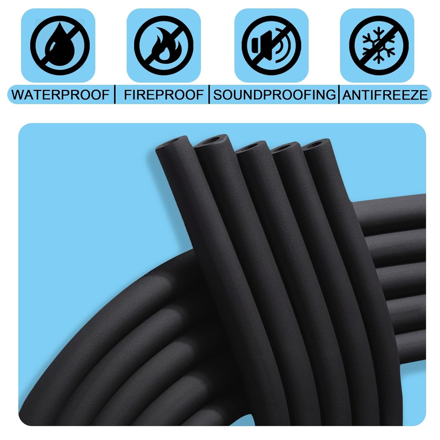 Pipe Insulation Lagging Wrap - Pipe Insulation Cotton - Black Water Pipe Insulation - Size: ID 6-108mm Wall 7-30mm - Heat Preservation for Antifreeze Insulation, Handle Grip(30mmx108mmx1.9m)