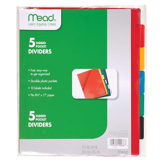 Mead Tab Dividers With Pocket (20038)