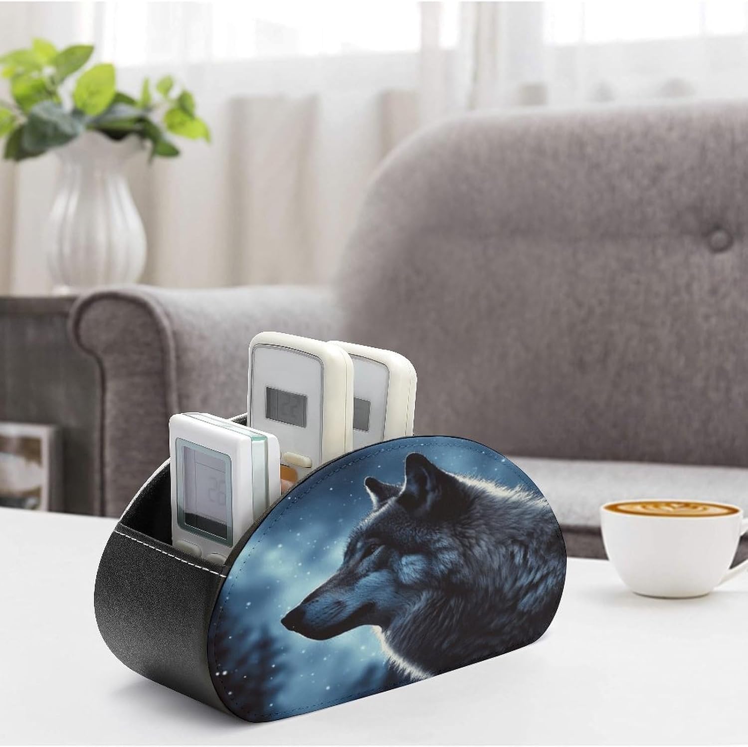 Personalized PU Leather Remote Control Holder with 5 Compartments image 4