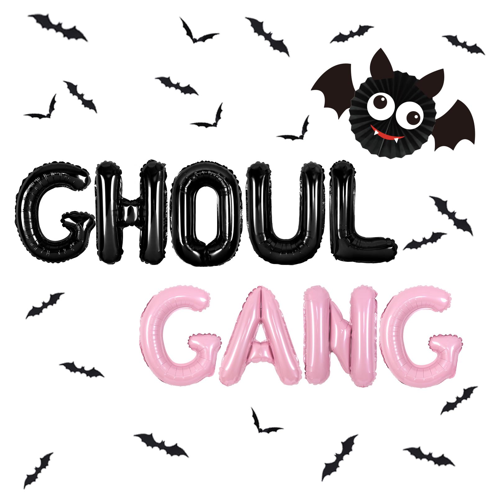 Wonmelody Halloween Ghoul Gang Birthday Party Decor for Girls Pink Black Halloween Theme Birthday Supplies Kids Spooky Party Decor with Ghoul Gang