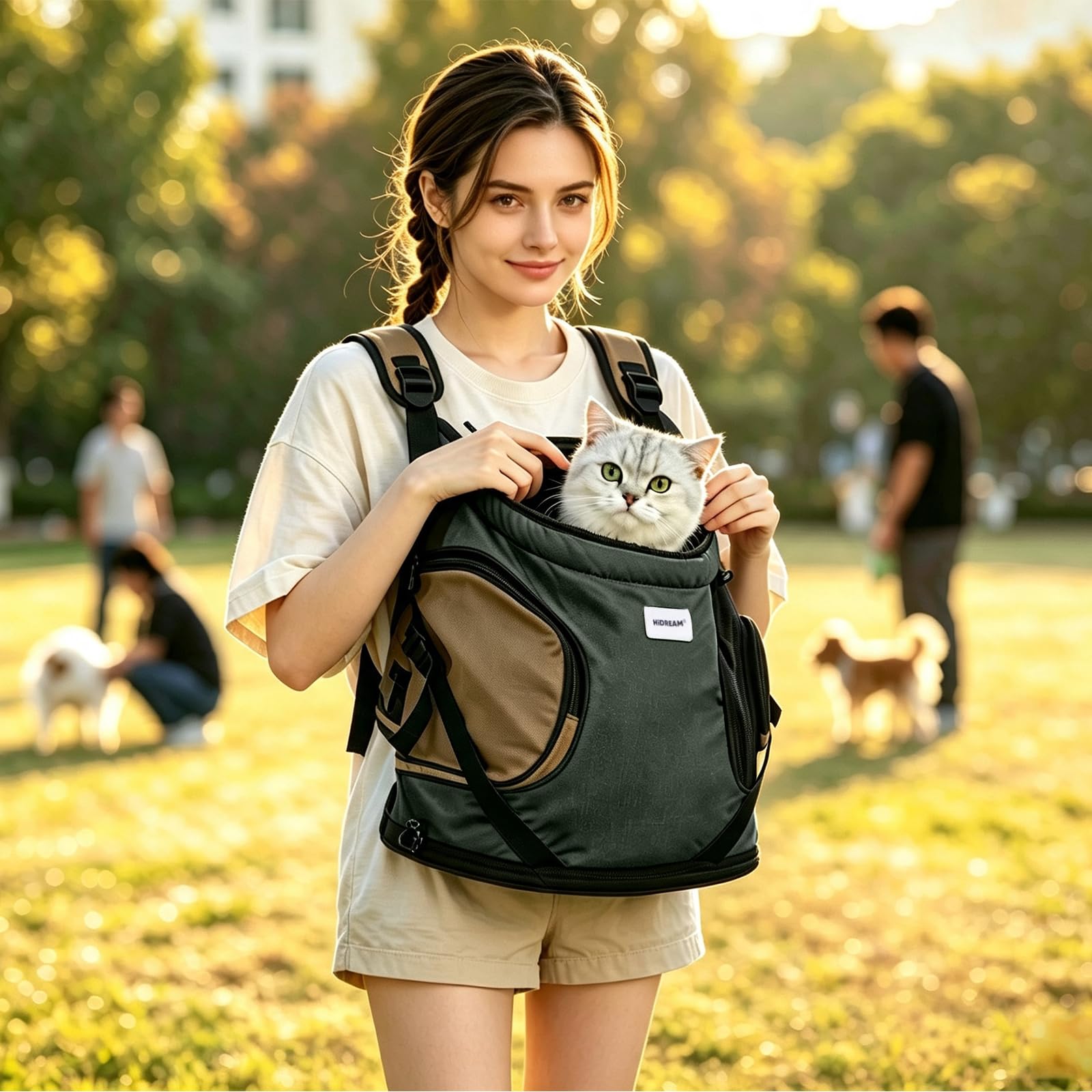 PETCUTE Mochila para Mascotas,Ajustable Mochila de Transporte para Perros