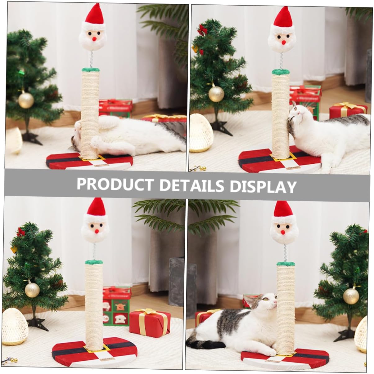 VICASKY Christmas Cat Scratching Post Vertical Sisal Cat Scratcher Small Kitten Climbing Indoor Household Scratching Pole Holiday Play Furniture